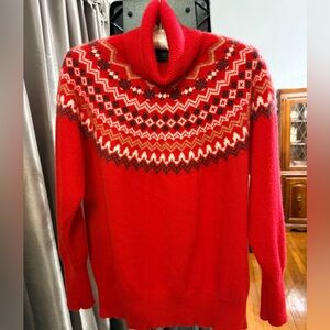 Red Fair Isle Women’s Cashmere Sweater
